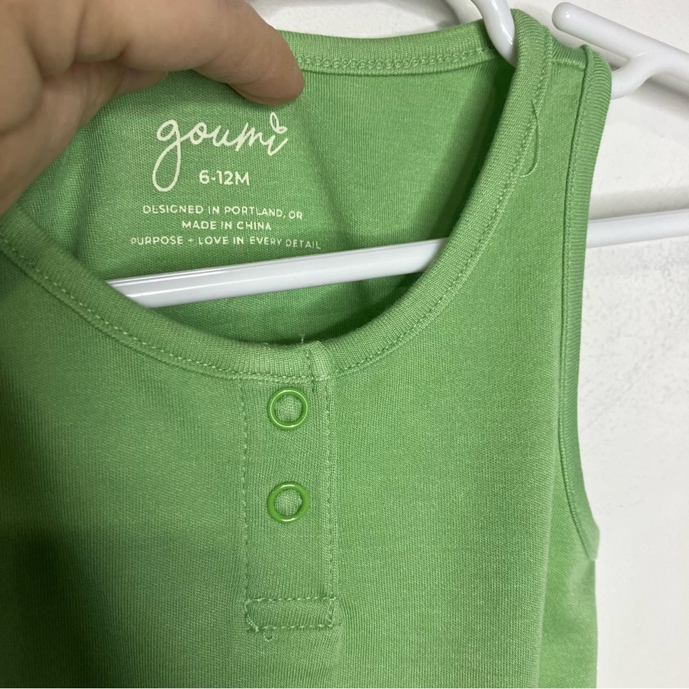 Goumi quick change romper artichoke green kid size 6-12 mo bamboo organic cotton - Picture 2 of 6